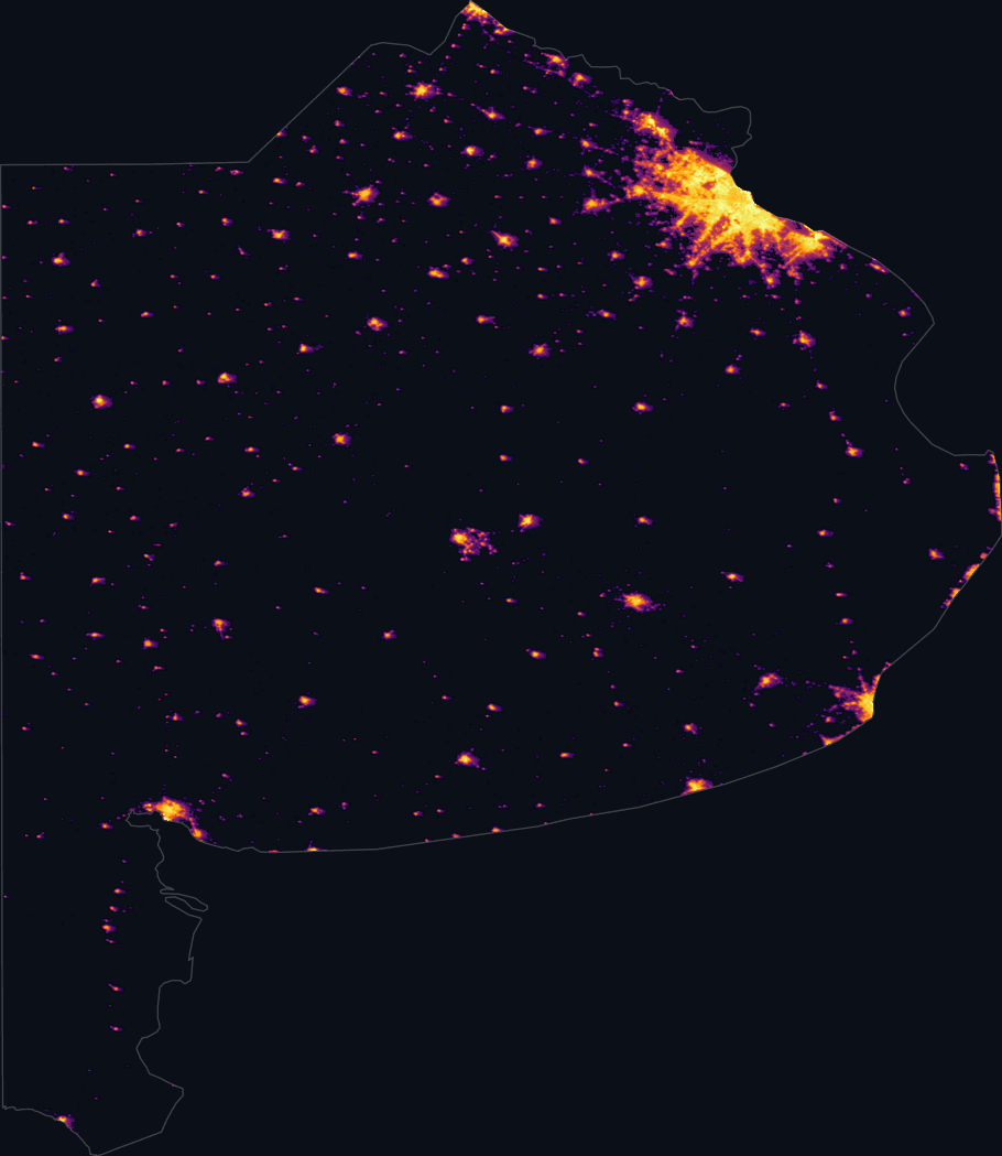Comparación de la contaminación lumínica de Buenos Aires entre 2012 y 2024